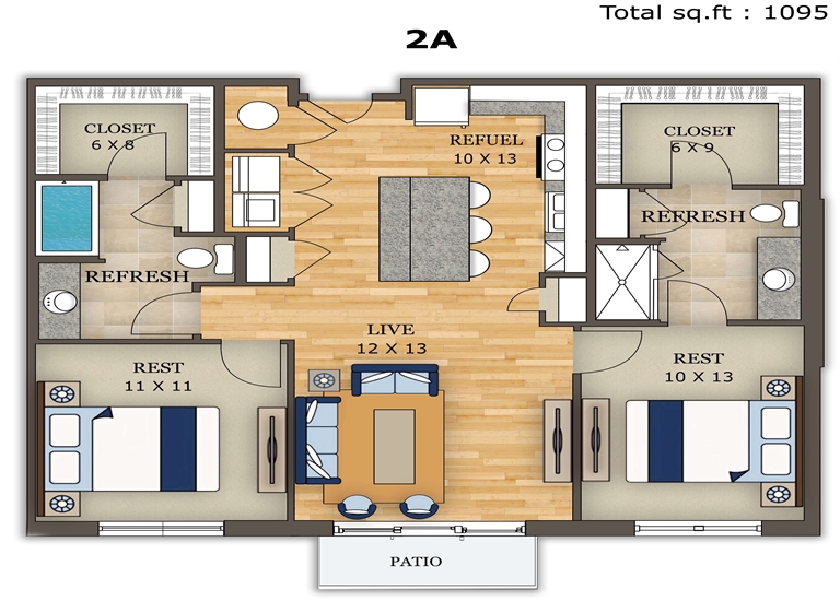 2D coloured elevation house floor plan rendering services
