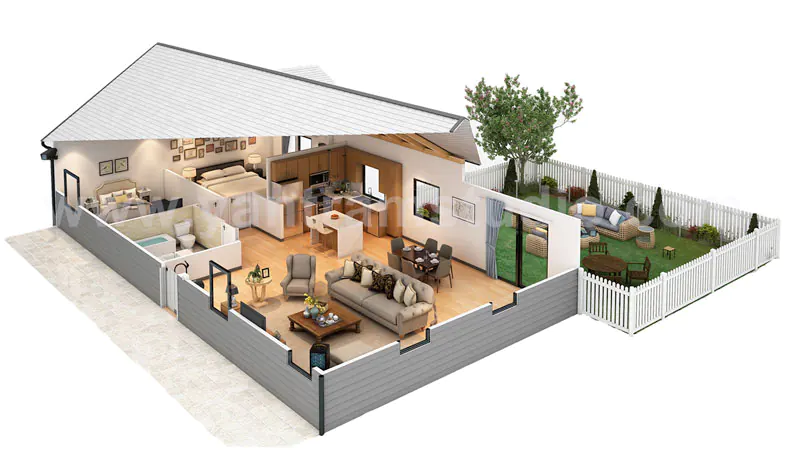 3d floor plan cut section interior home design