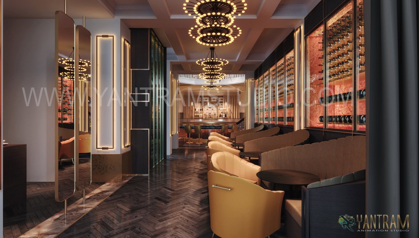 restaurant and bar by 3d interior rendering company
