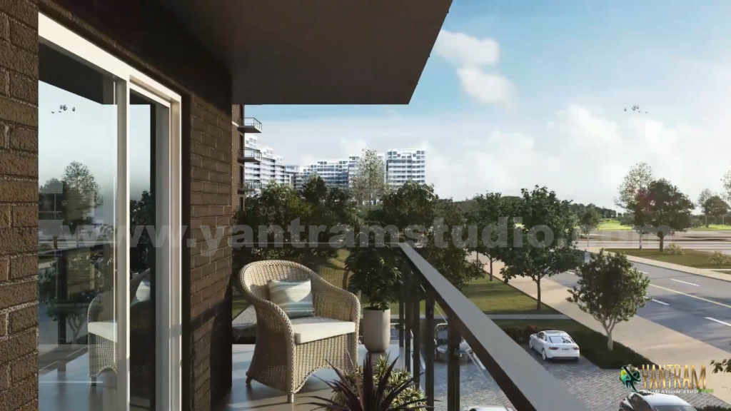 apartment balcony view by architectural presentation video