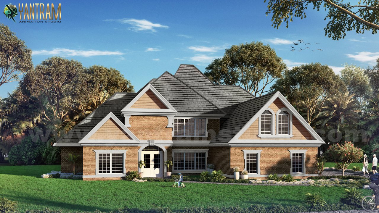 villa's exterior modeling by yantram architectural rendering companies, Phoenix, Arizona