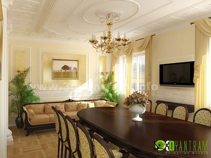 Gorgeous Modern 3D Classic Dining Room Design View