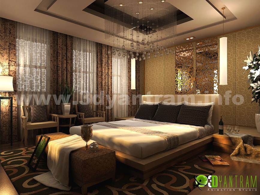 Beautiful Modern 3D Interior Inspiration Hotel Room Design View