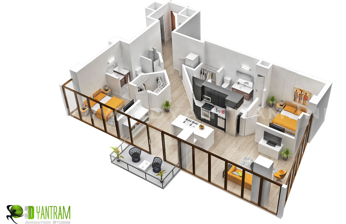 Beautiful 3D Floor Plan Residential Service