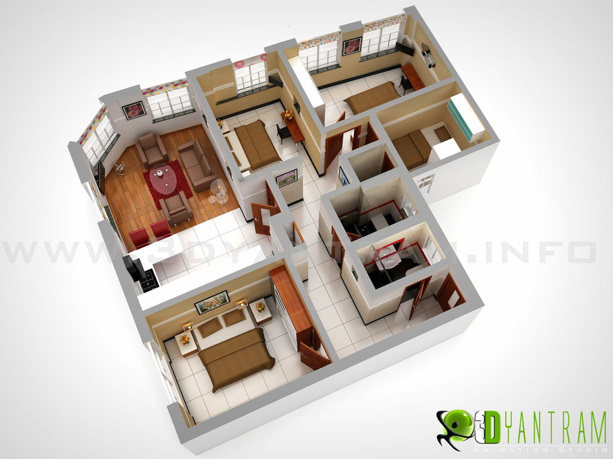 3D Home Floor Plan Design For Residential- Miami,United States