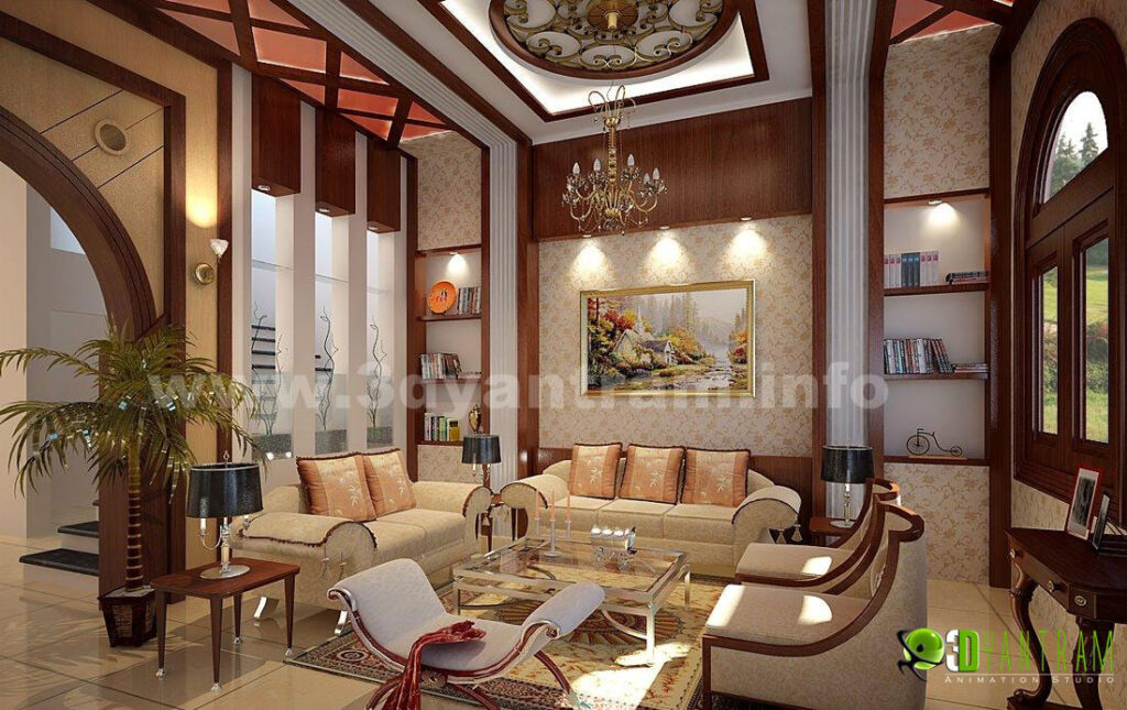 Stunning 3D Home Living Room Design View