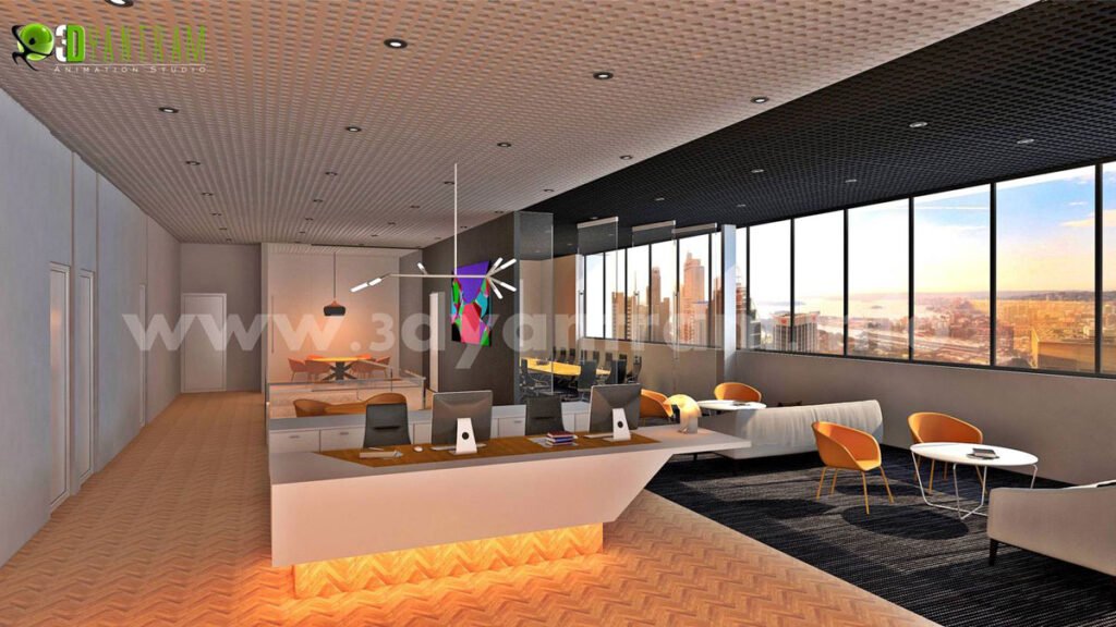 Innovative 3D Office Interior Design View