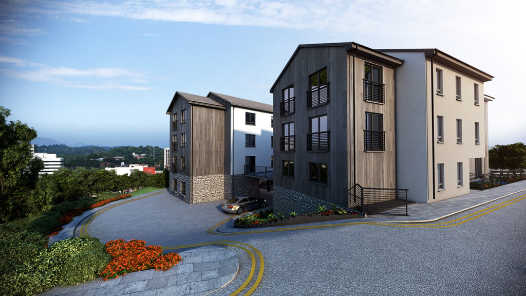 hill side exterior rendering view 3d modeling studio condo apartment 3d architectural design services front yard