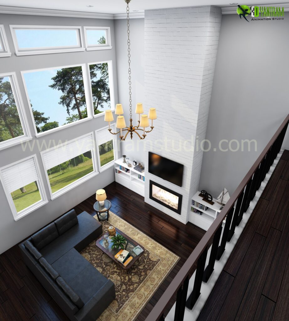 Creative Modern 3D Living Room Rendering