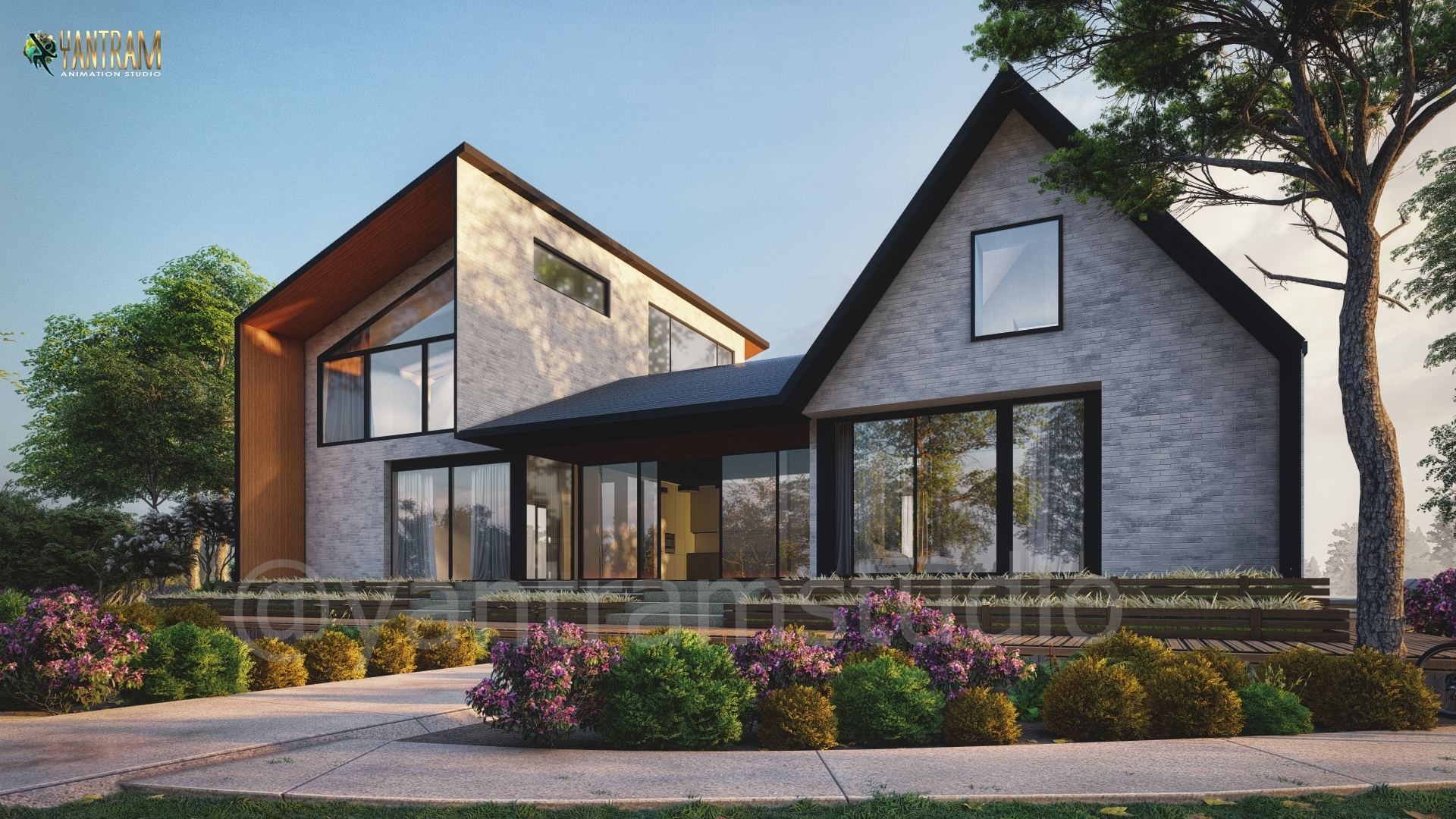 3d Exterior Visualization to  Elegant Farm House by Yantram Architectural Design Studio, Nevada- US