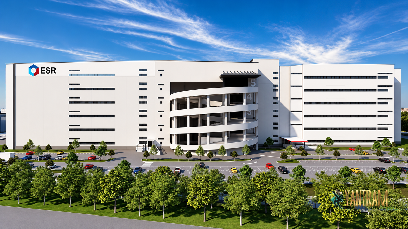 architectural, rendering, studio, animation, visualization, services, Idea, company, companies, firms, agency, exterior, Arial, parking, warehouse