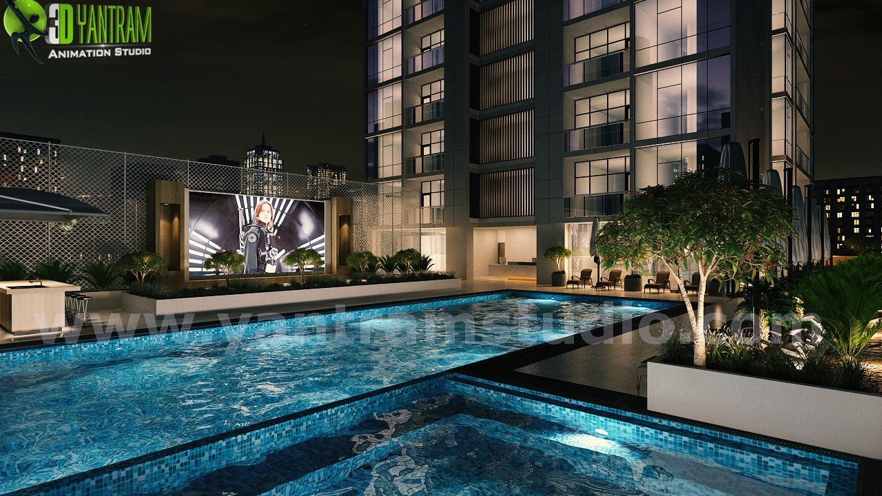Exterior Residential Community of architectural 3d walkthrough, Dubai- UAE