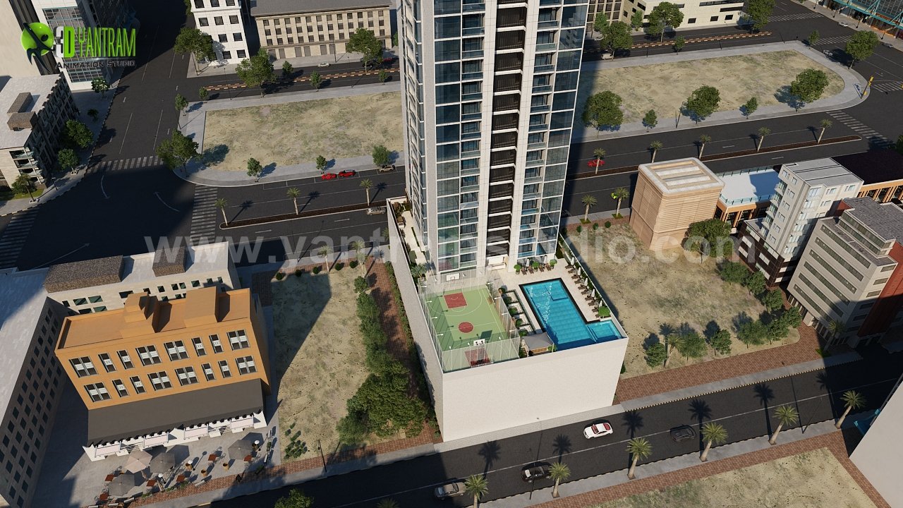 Exterior Residential Community of architectural 3d walkthrough, Dubai- UAE