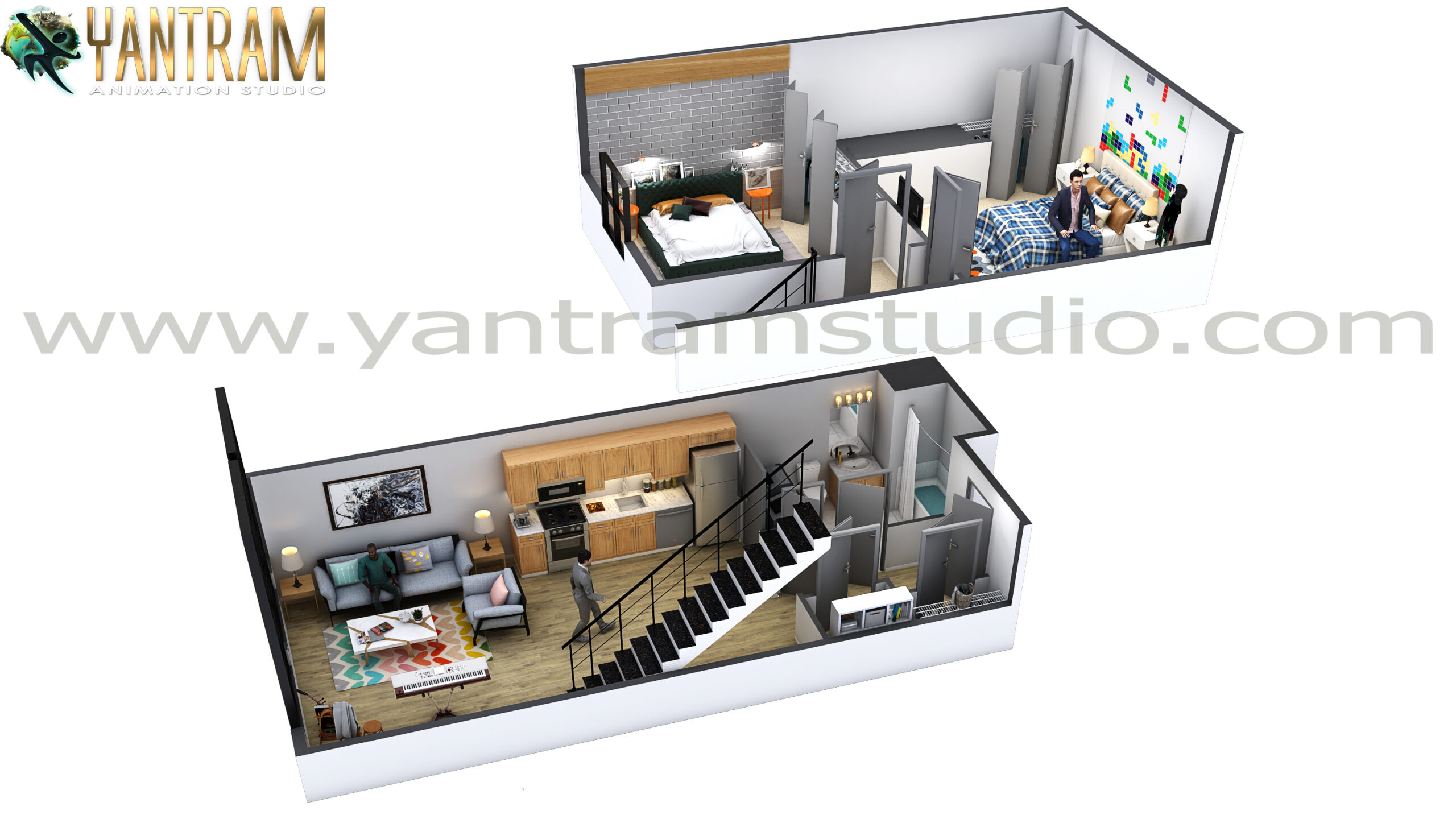 Fabulous 2 Floor House Floor Plan by 3d floor Plan creator at Yantram Studio , Houston, Texas