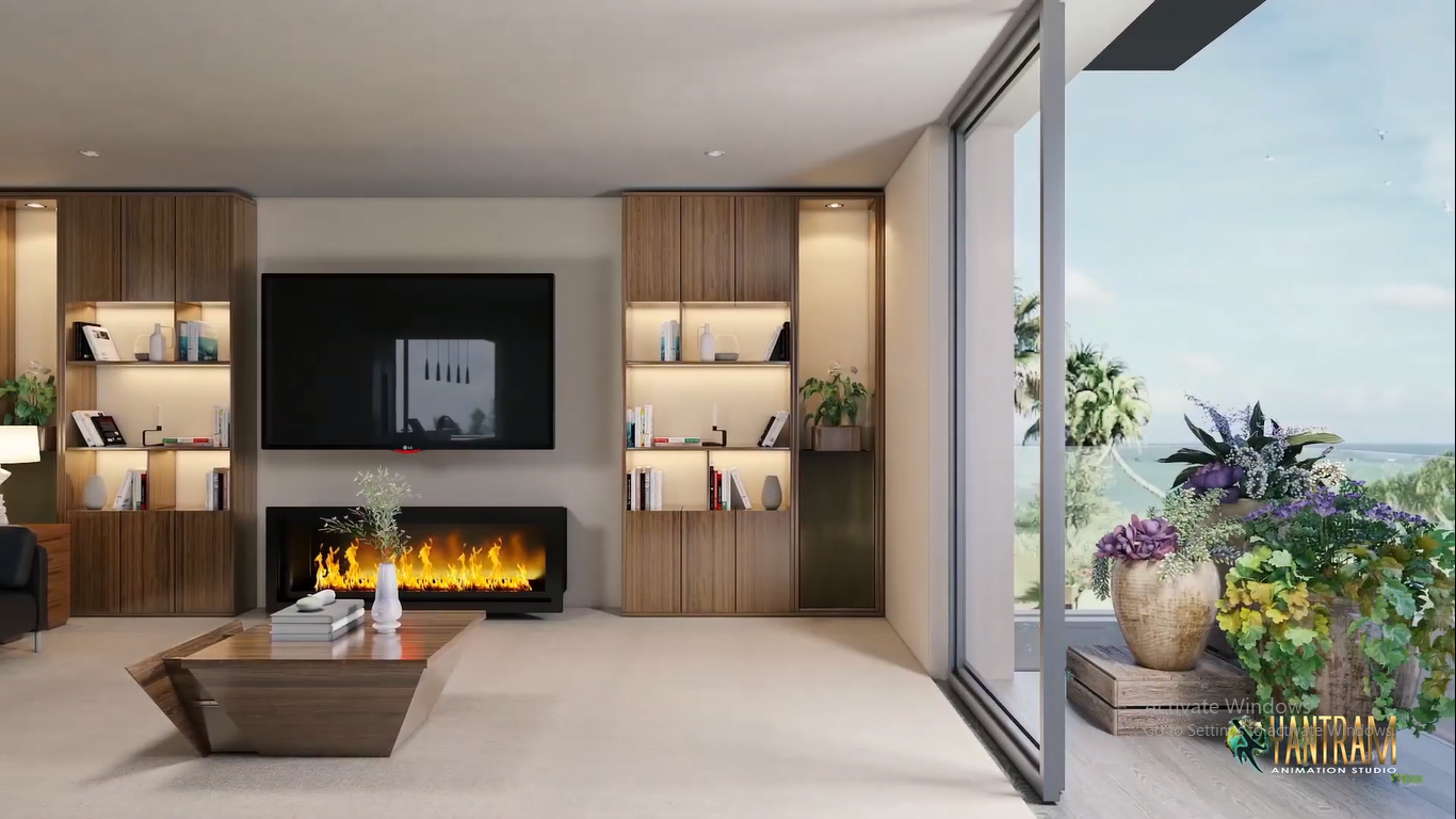 3d house design service, architectural, studio, animation, visualization, company, firms, designers, agency, modern, home, living area, window view
