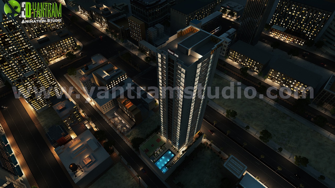 Exterior Residential Community of architectural 3d walkthrough, Dubai- UAE