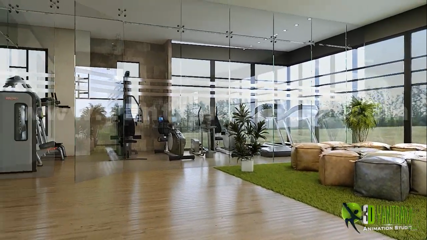 Architectural Walkthrough of gym idea for office