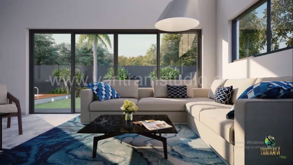Elegant Farm House's Living Room of architectural visualizations
