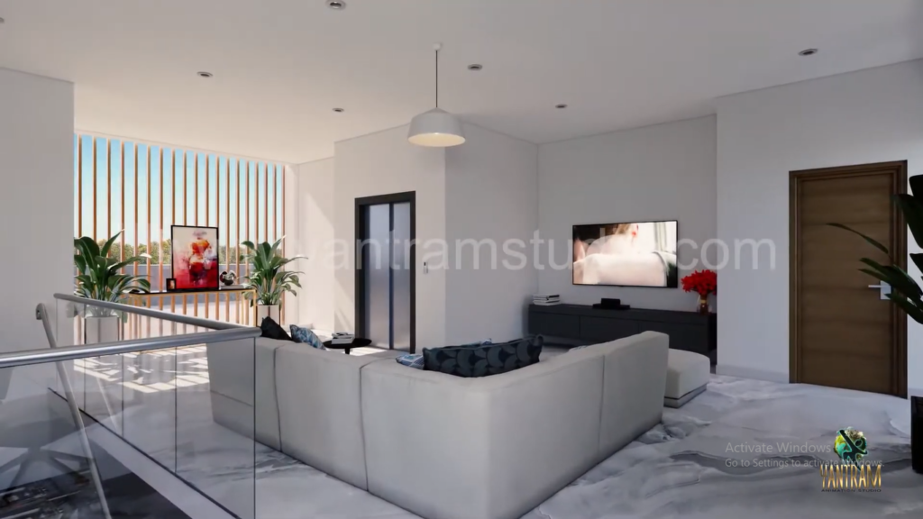 Elegant Farm House's Living Room of architectural visualizations