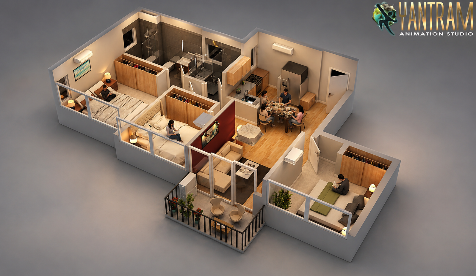 architectural, rendering, studio, visualization, services, design, Idea, floor plan, residential, home, apartment, villa, bungalow, 500 sq ft, bedroom, kitchen, living room, firm, modeling, company, companies, agency, view, Idea
