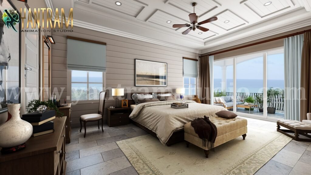 Contemporary Master Bedroom with Species Balcony of residential interior design studio , Dubai – UAE