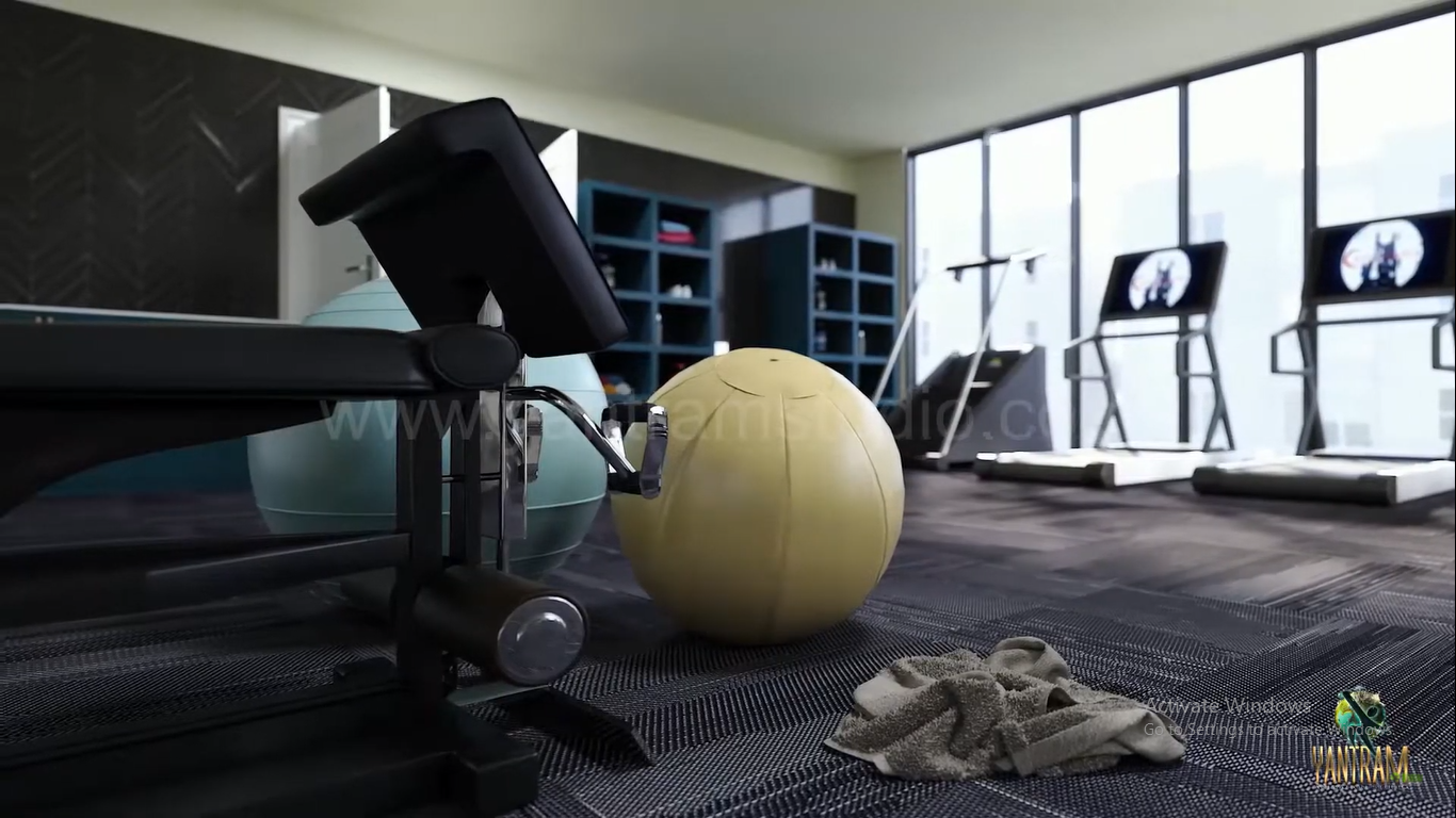 3d Walkthrough Service of Gym in Residential Apartment