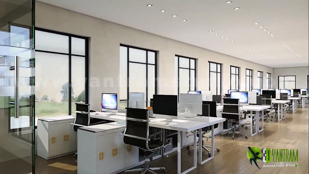 modern office by 3d Architectural Visualization walkthrough