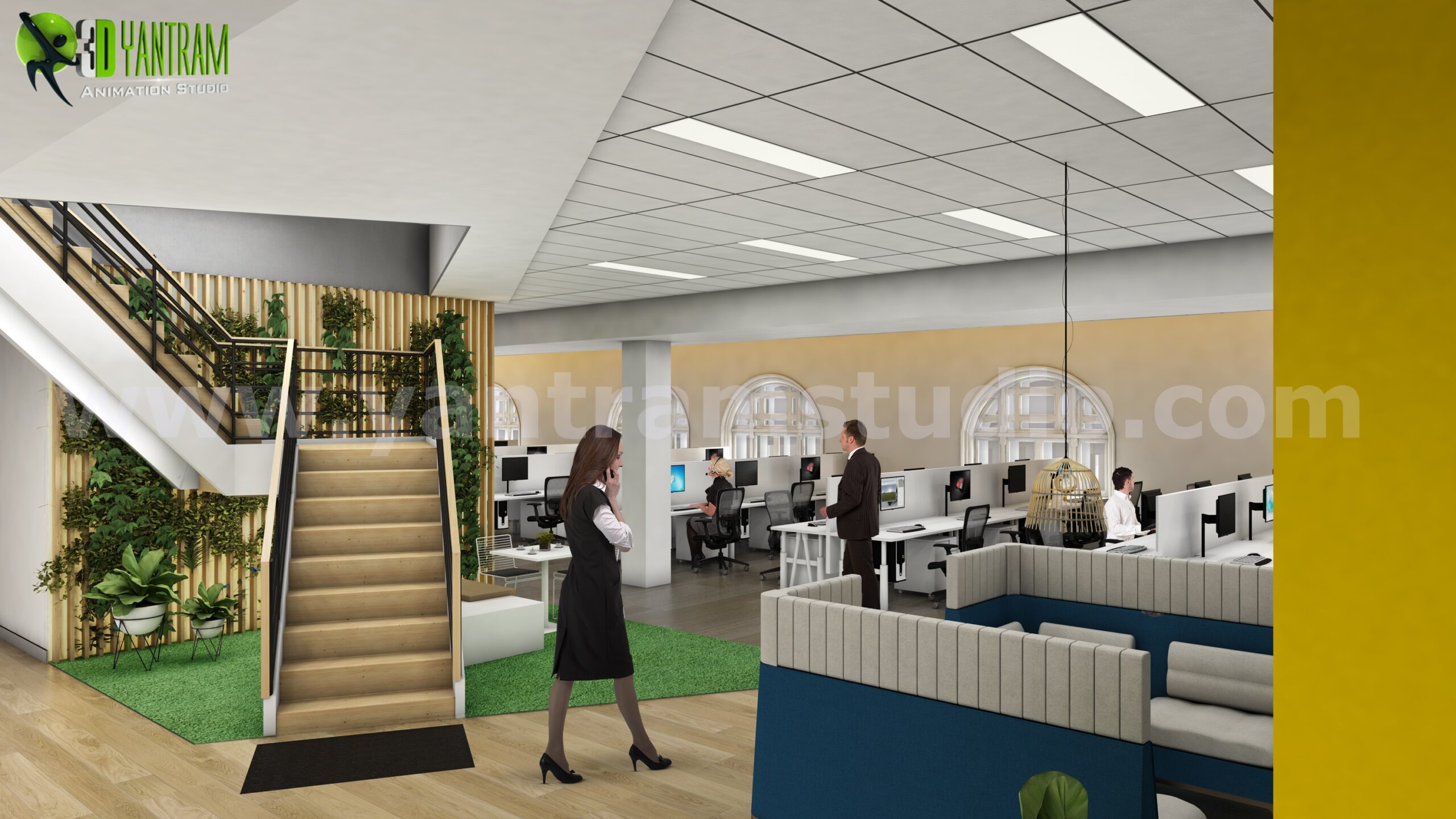 3D Walkthrough Visualization of Interior Office Space of 3d architectural animation studio, Sydney – Australia