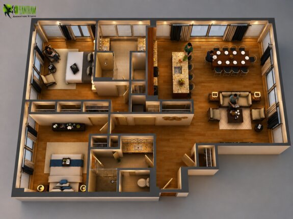 3D Floor Plan Rendering Apartment Design Ideas of floor Plan design companies, Houston – Texas