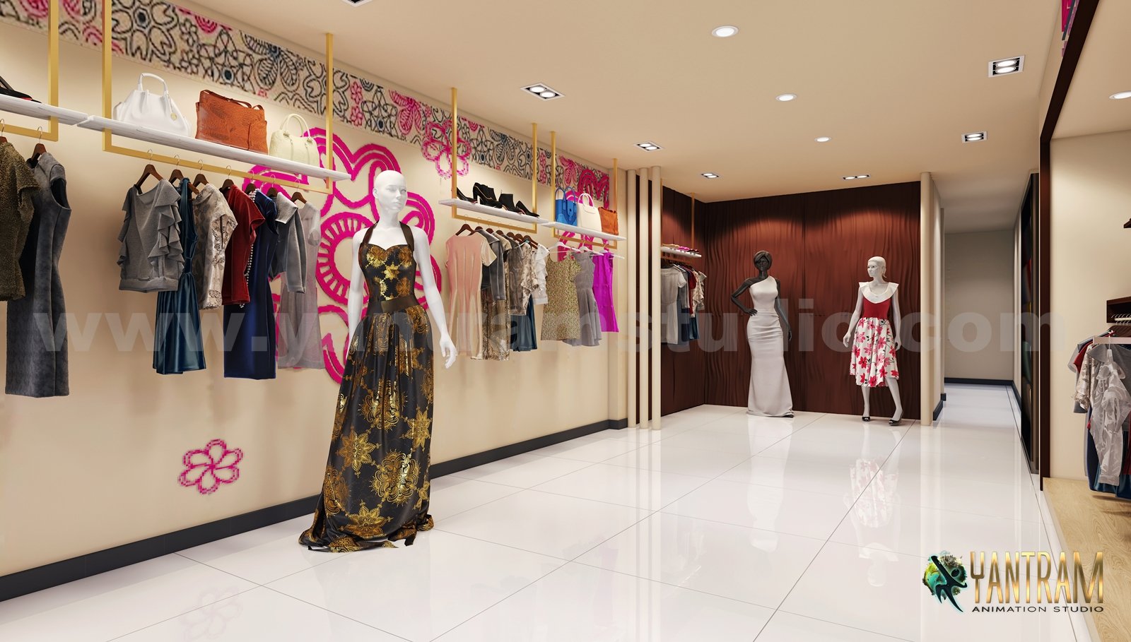 Modern Interior Designing Cloth Shop 3D Interior Modeling of cgi design studio , Chicago – USA
