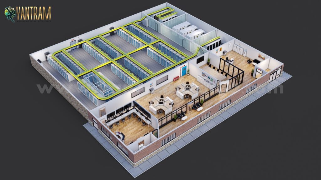 3D Floor Plan Commercial data Storage, Texas, USA