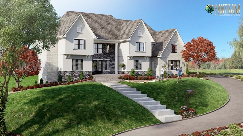 Exterior Rendering Services of Front House Landscaping Ideas of architectural modeling firm, Amsterdam – Netherland