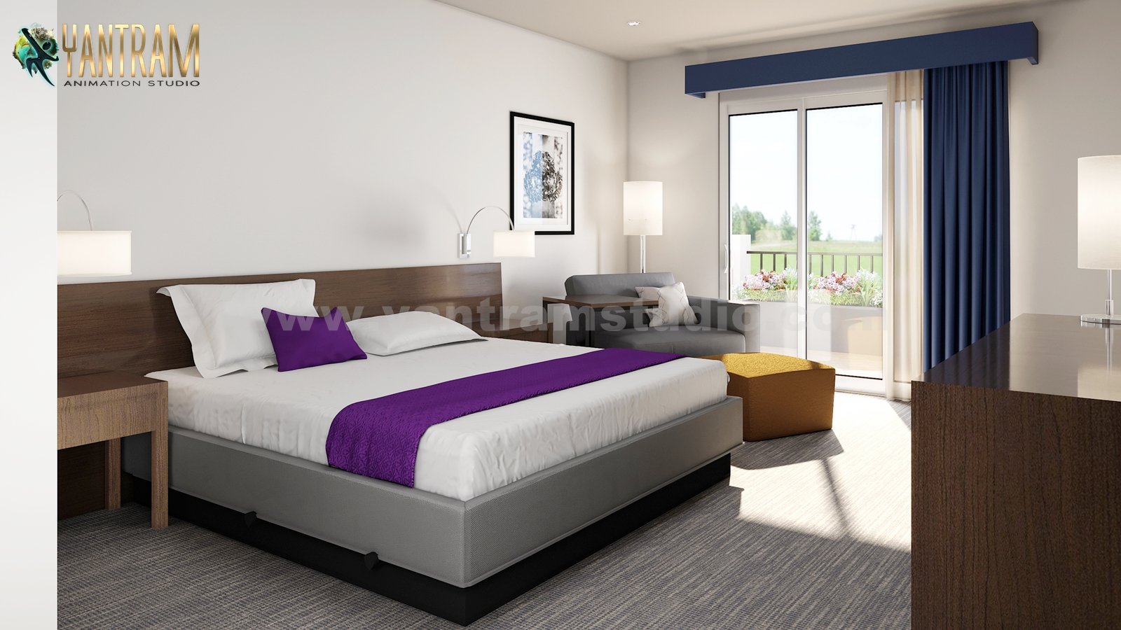 Modern Hotel Room Design Concept of 3D interior design firms , Brisbane – Australia