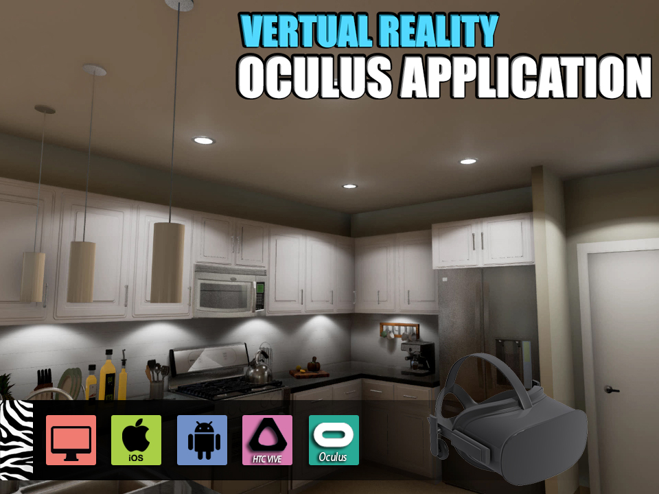 Interactive Virtual Reality Kitchen Design for Oculus Device vr development by Architectural CGI Design studio, Moscow – Russia