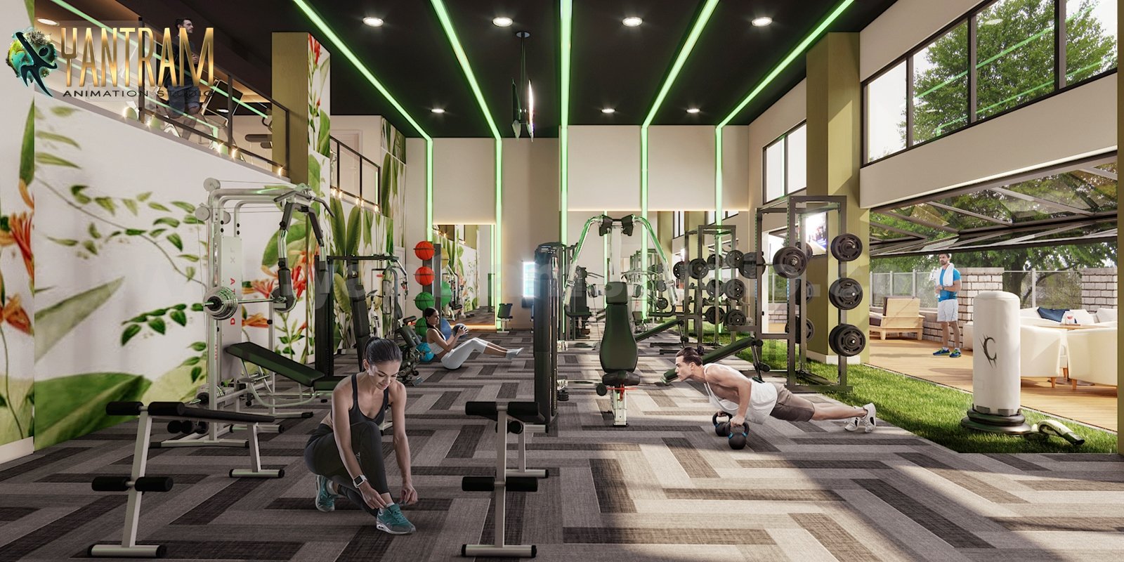 Amenities Area of Apartment Community Design Concept Firm of architectural animation studio , Moscow – Russia