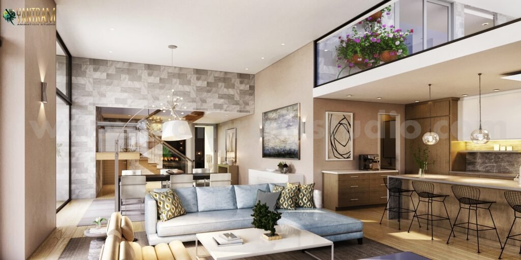 Modern & Innovative Residential living Area 3D Interior Modeling of 3D interior design firms , Moscow – Russia