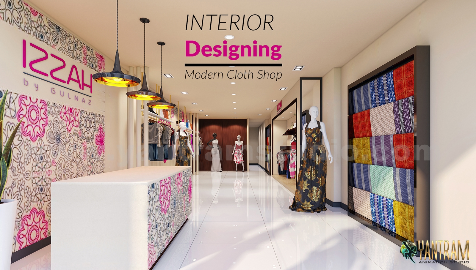 Modern Interior Designing Cloth Shop 3D Interior Modeling by Yantram CGI Design Studio, Chicago – USA