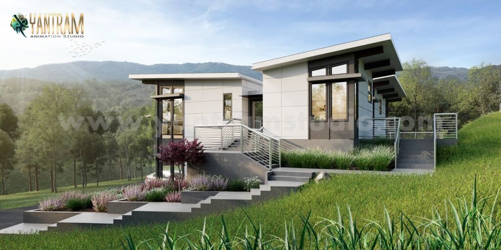 Weekend home back side architectural visualisation services, London, Uk