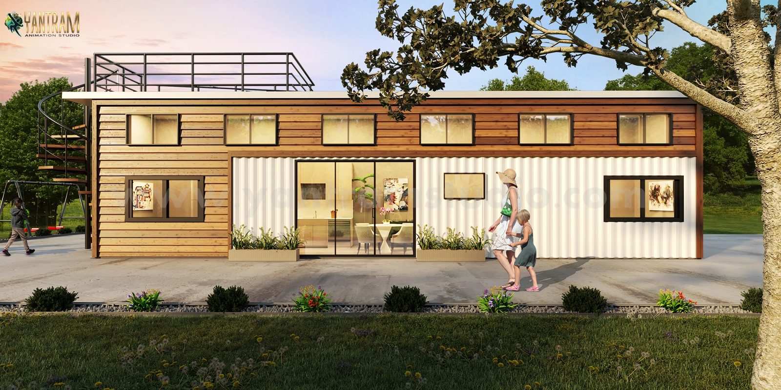 Architectural visualisation services to Popular Shipping Container House by Yantram Architectural Design Studio, Amsterdam – Netherland