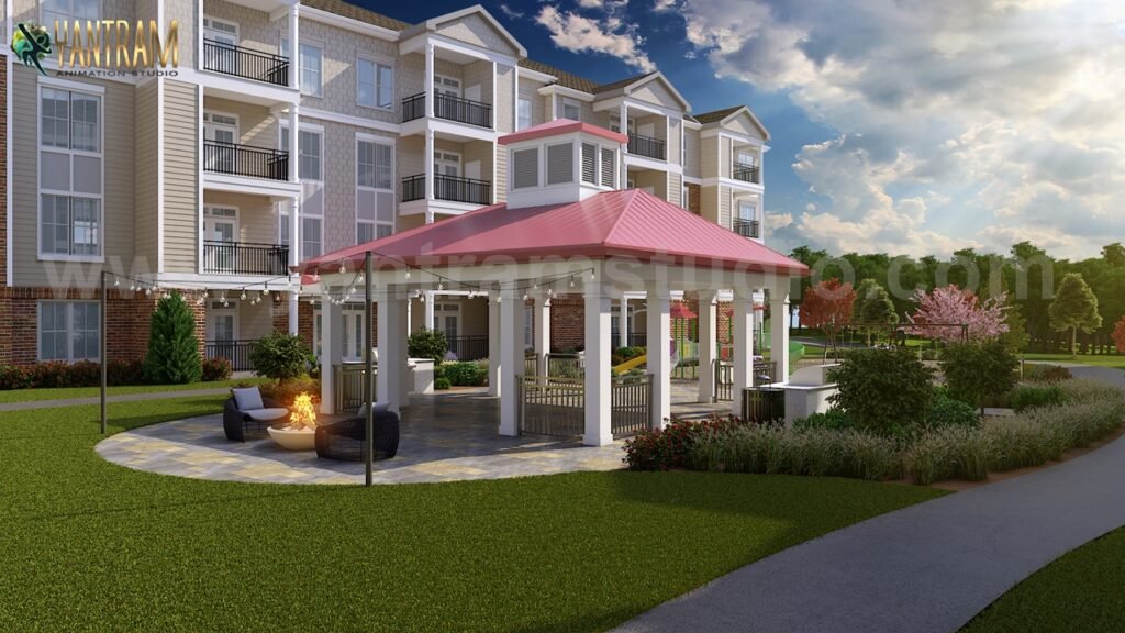 Residential Apartment Pavilion Landscaping Ideas of 3d architectural visualization, Malta – Europe