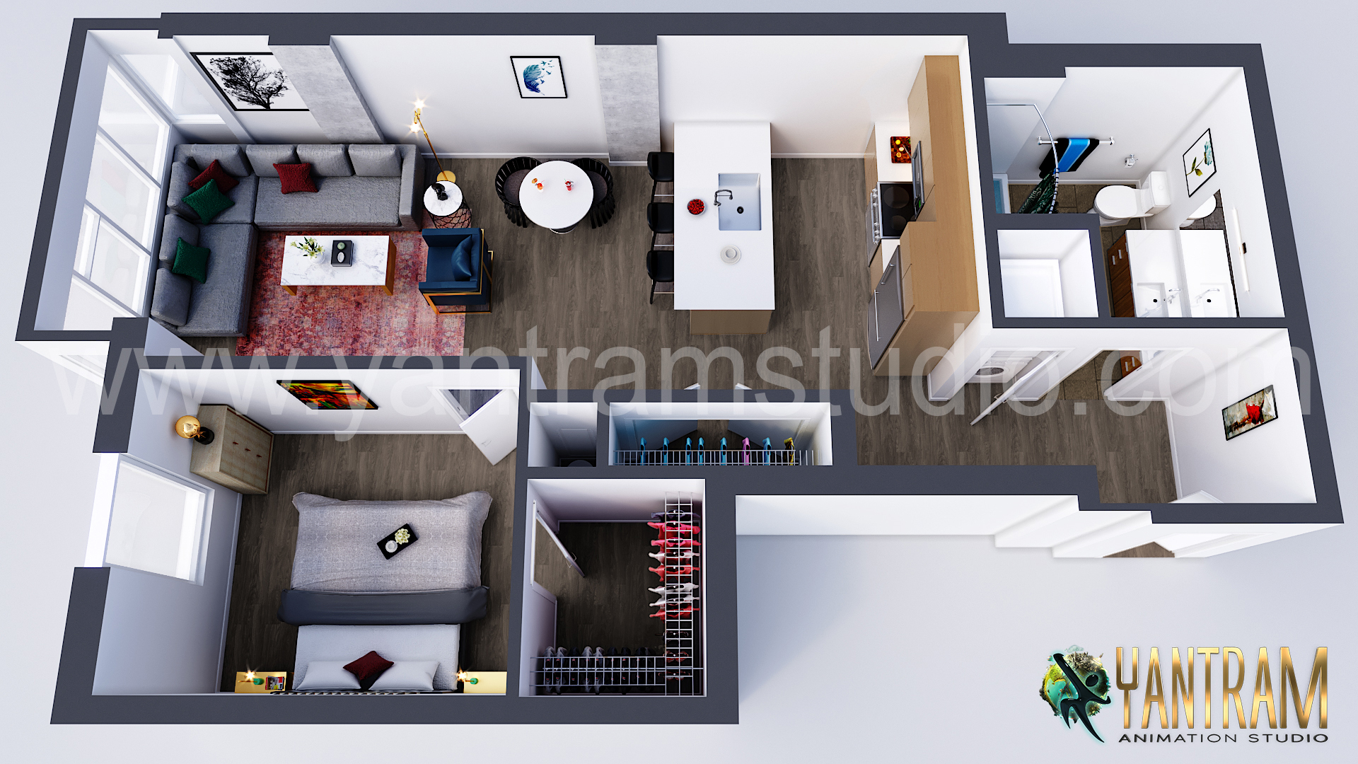 Modern Residential Virtual Floor Plan Design by 3d Floor Plan Creator at Yantram 3D Architectural Design Studio, Vancouver – Canada