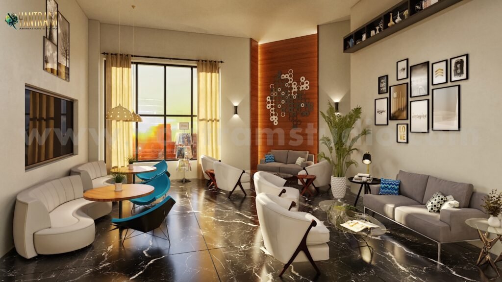 Restaurant lounge & Waiting area concept of 3D Interior Design Firm , Vancouver – Canada