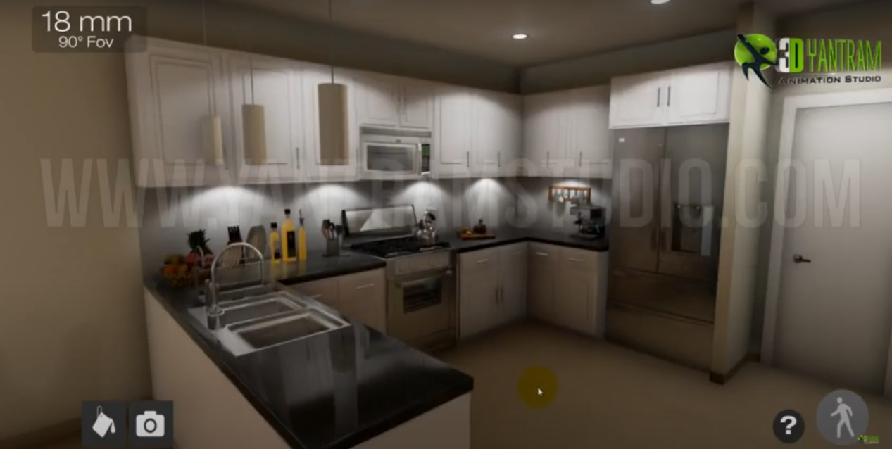 Virtual Reality Oculus Application with kitchen Architecture &Texture Colors changing Software by Yantram Architectural 3d walkthrough studio – San Diego, California