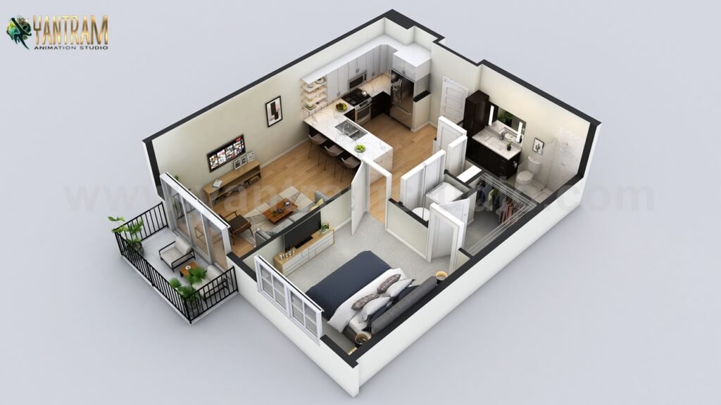 Small Residential Apartment of 3d home floor plan design, Cape Town – South Africa