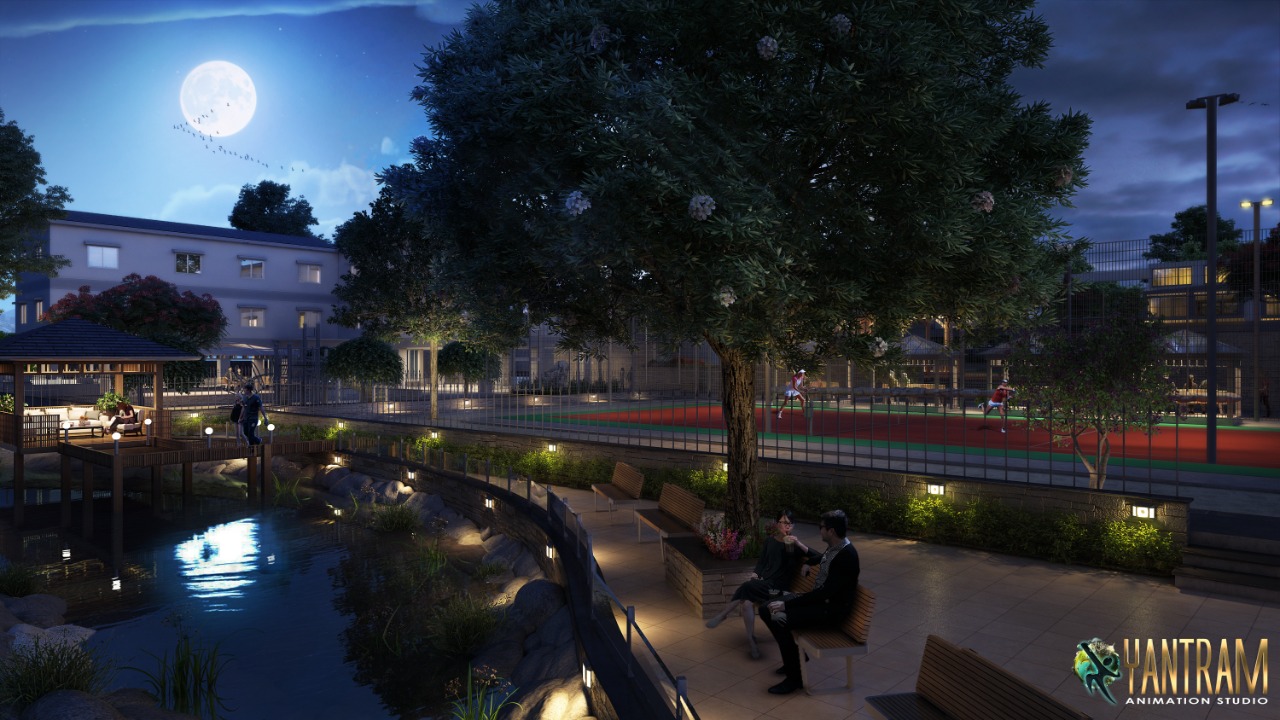 3D rendering services to Riverside Sitting Area by Yantram Architectural Visualization Services Company, Istanbul – Turkey