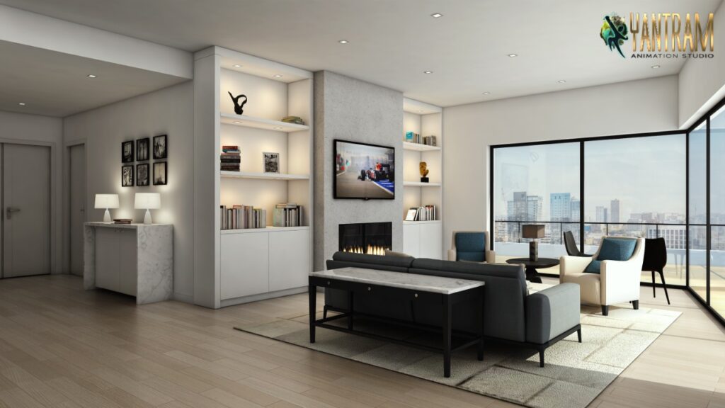 living room kitchen cgi design studio- Boston ,Massachusetts