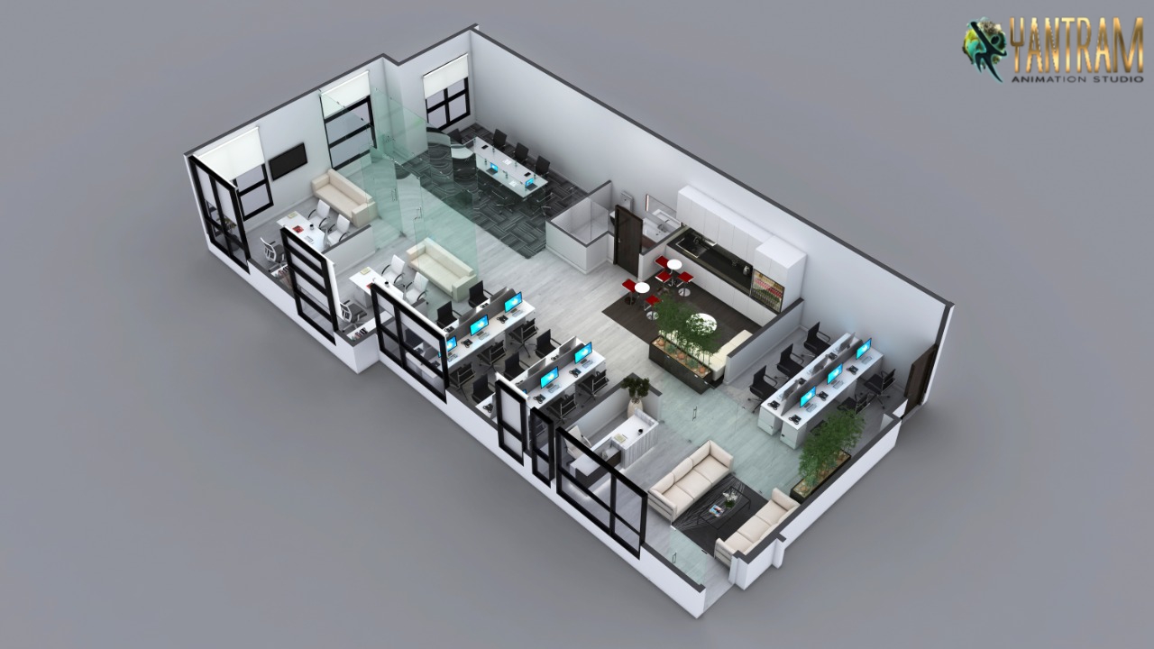 3D Floor Plan Commercial Office design by architectural design Studio, Fort Worth, Texas