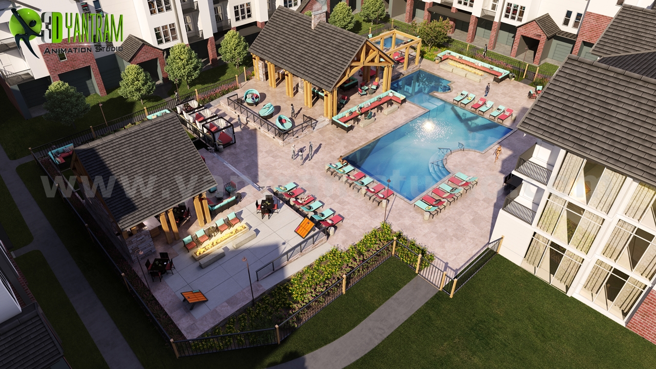 Out-sourcing-of-Birds-Eye-view-for-Pool-Area-Courtyard-3d-architectural-rendering-USA