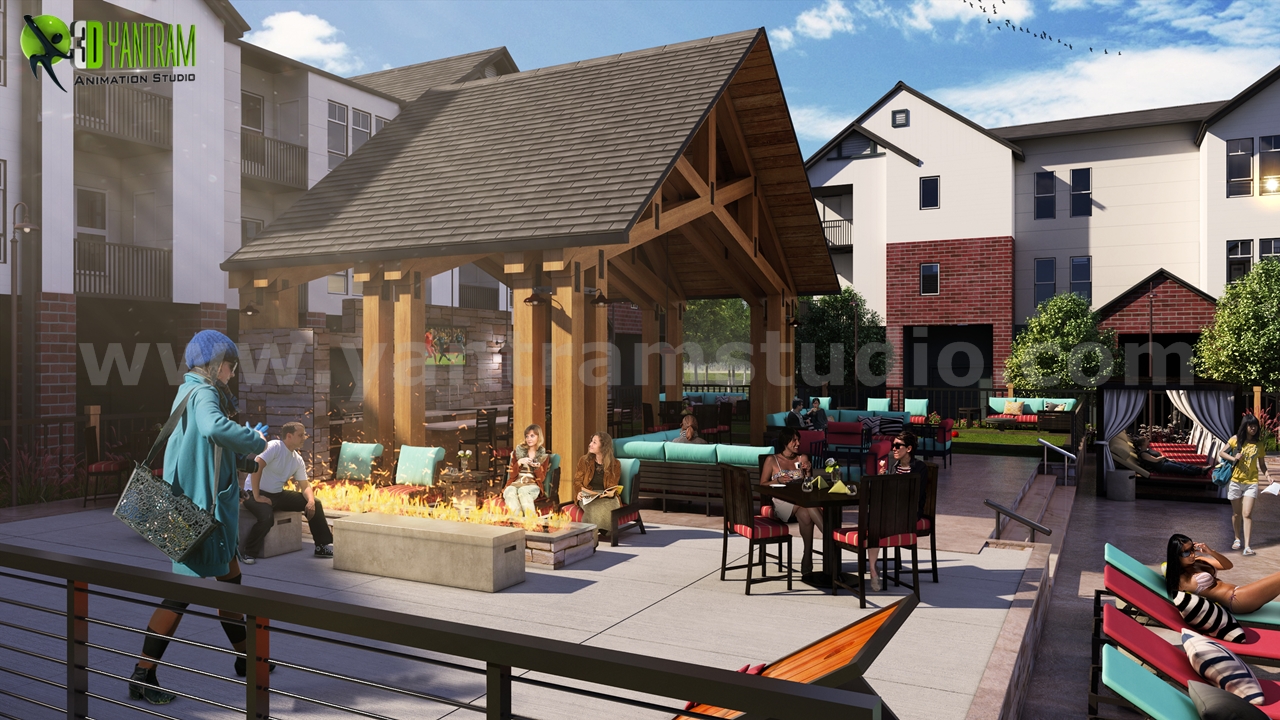 Out-sourcing-of-Birds-Eye-view-for-Pool-Area-Courtyard-3d-architectural-rendering-Boston
