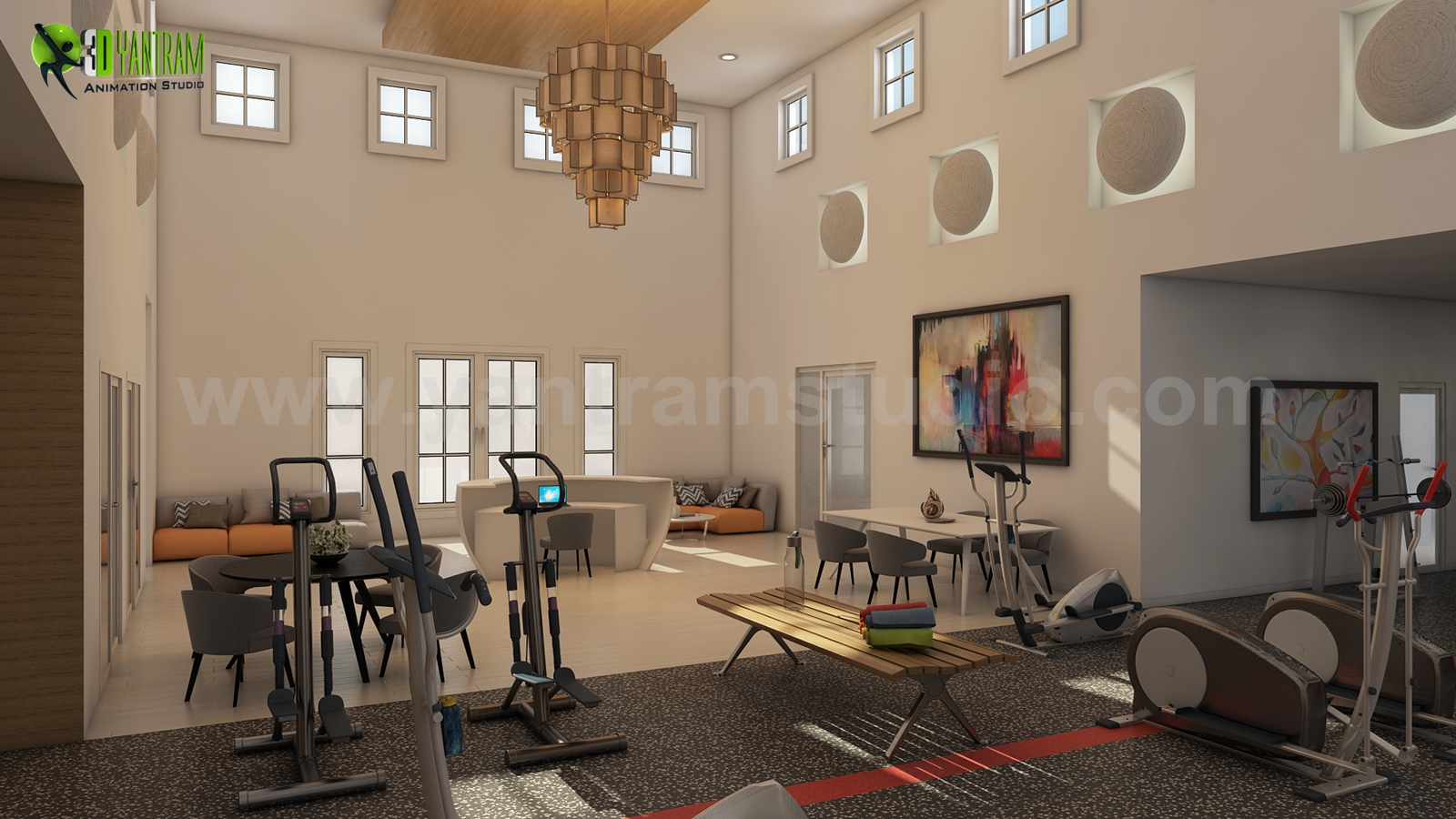 A Virtual Tour for Perfect House of Fitness – Gym Ideas of architectural rendering companies New York – USA